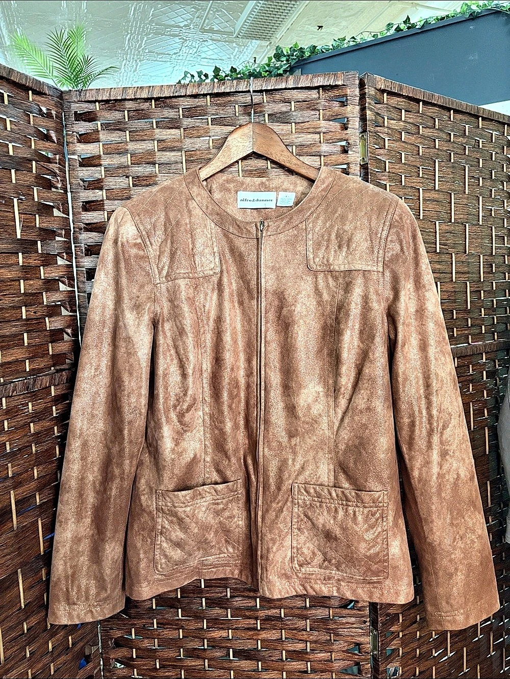 alfred dunner Faux Leather suede Jacket Brown Size 8